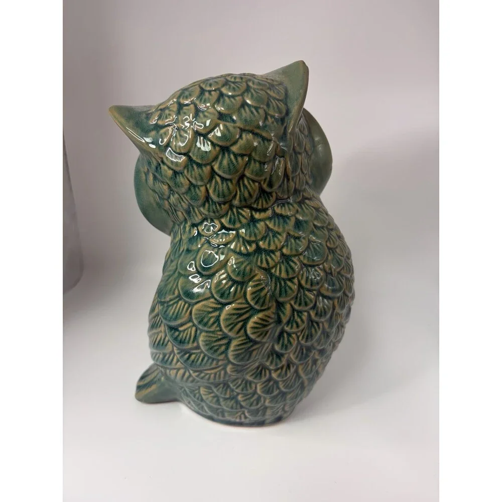 Wise Owl Green/Tan Ceramic 9”x5”x4”